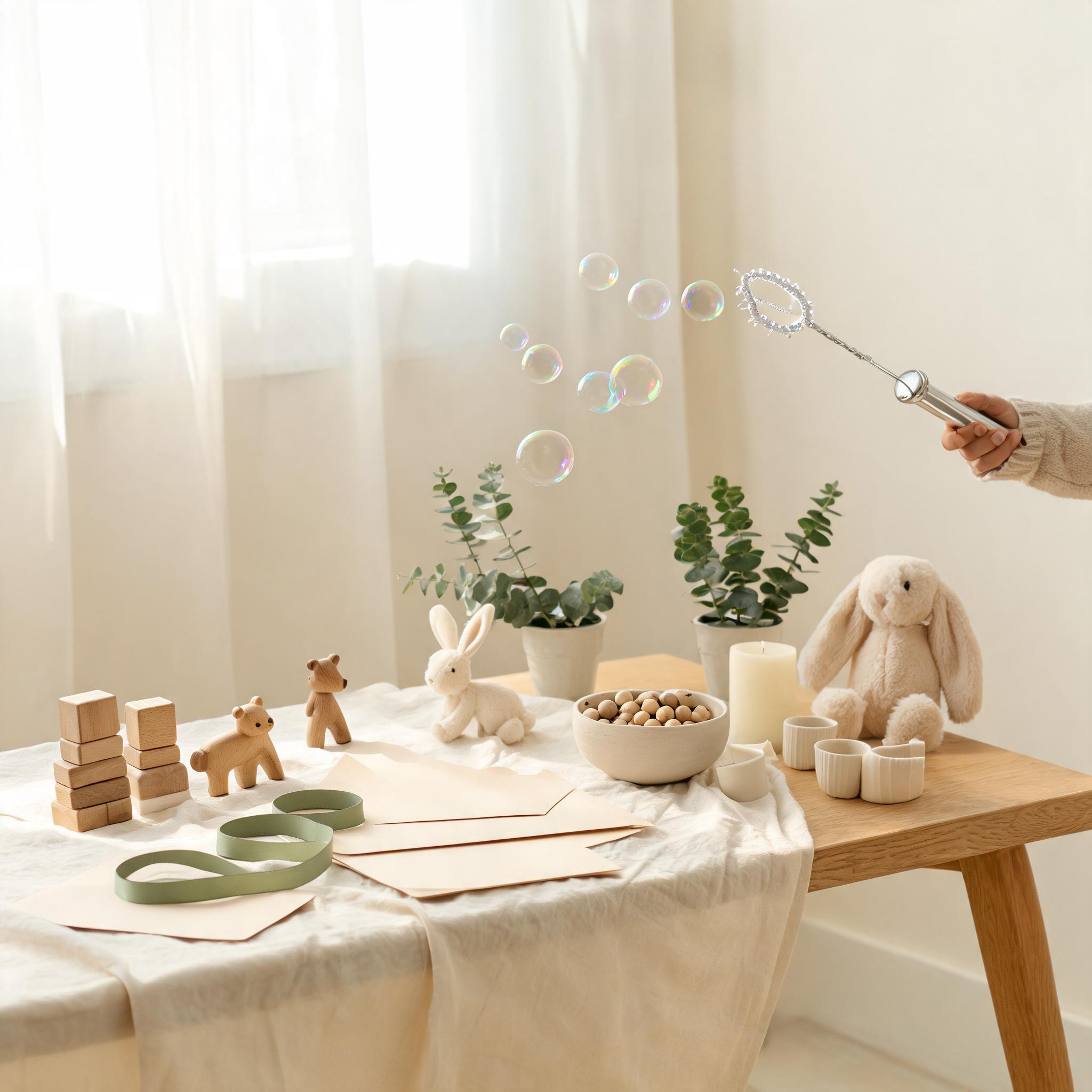 Gentle children's party entertainment with bubbles and craft activities